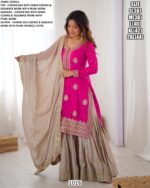 Chinon Silk Sequence And Pearl Work Festival Sharara Suits In Pink And Red Two Beautiful Colours!
