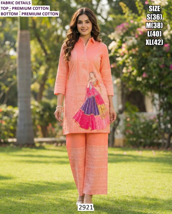 Elevate Your Casual Fashion With Our Premium Cotton Printed Two-Piece Co-ord Sets