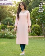 Women's Roman Silk Straight Cut Daily Wear Kurties With Embroidery Work