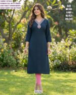 Women's Roman Silk Straight Cut Daily Wear Kurties With Embroidery Work