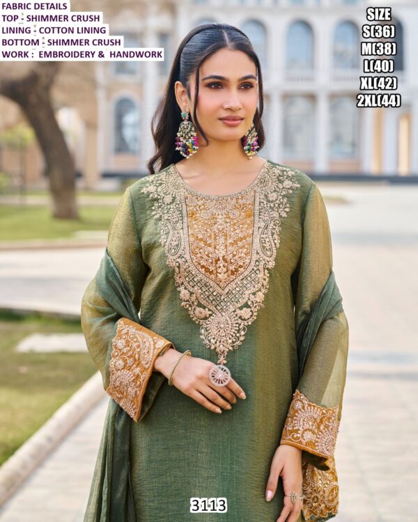 Get Ready To Glow In This Beautiful Forest Green Colour Crush Shimmer Readymade Plazo Suit