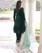 Presenting Velvet Zari Sequence Embroidered Straight Kurta Pant Set With Fendy Dupatta