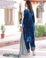 Presenting Velvet Zari Sequence Embroidered Straight Kurta Pant Set With Fendy Dupatta