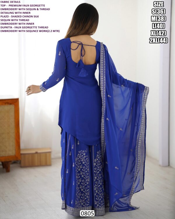 Presenting Graceful Red Colour Premium Faux Georgette Thread Sequence Work Plazo Dress