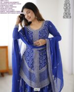 Presenting Graceful Red Colour Premium Faux Georgette Thread Sequence Work Plazo Dress