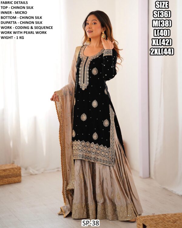 Chinon Silk Sequence And Pearl Work Festival Sharara Suits In Pink And Red Two Beautiful Colours!