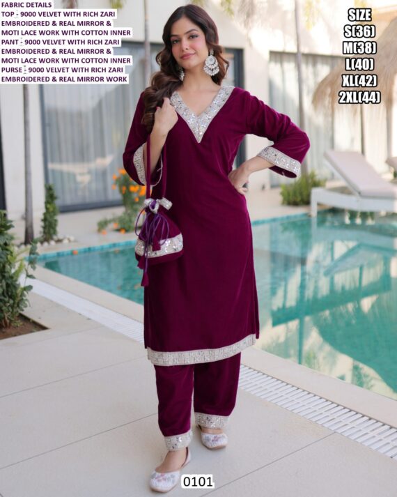Shine Into This Wedding Season With This Stunning 9000 Velvet Three-Piece Salwar Suit Sets