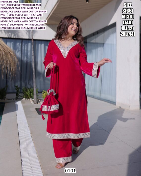 Shine Into This Wedding Season With This Stunning 9000 Velvet Three-Piece Salwar Suit Sets