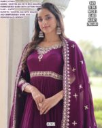 Launching Our Latest Rich Sequins Embroidered Work Vichitra Silk Gown With Dupatta