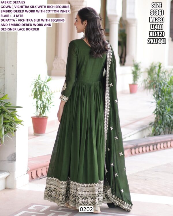 Launching Our Latest Rich Sequins Embroidered Work Vichitra Silk Gown With Dupatta