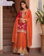 Wedding Wear Plazo Suit Sets Made In Premium Chinon Silk, Beautifully Detailed With Embroidery