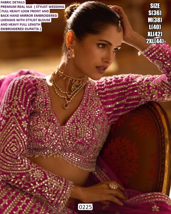 Heavy Designer And Traditional Three-Piece Real Silk Indian Wedding Lehenga Choli Sets