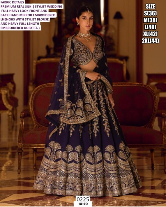 Heavy Designer And Traditional Three-Piece Real Silk Indian Wedding Lehenga Choli Sets