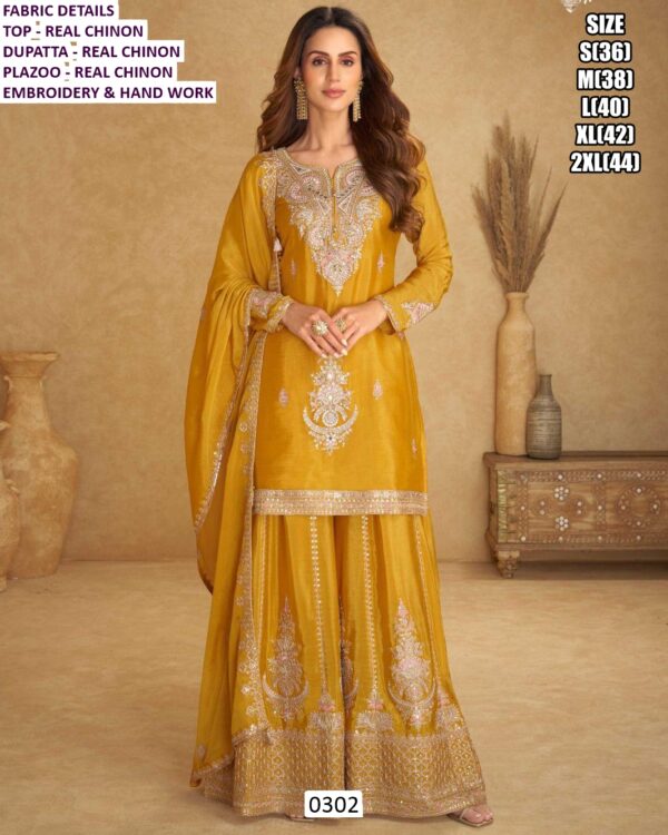 Different Embroidery Designer Real Chinon Stitched Plazo Salwar Suit Collection 2026