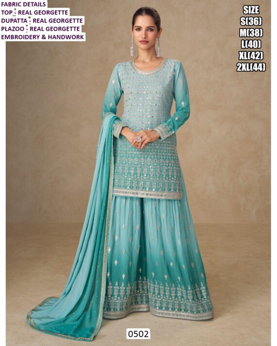 Show Your Elegance By Wearing This Embroidery With Hand Work Georgette Pakistani Salwar Suits