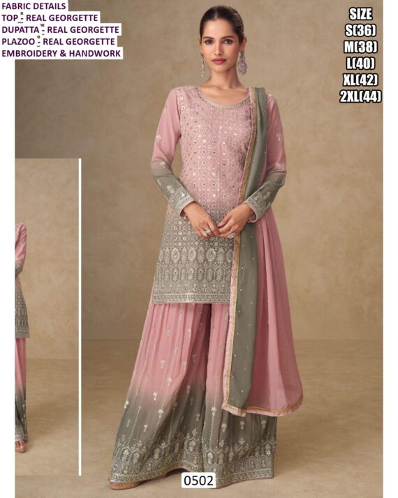 Show Your Elegance By Wearing This Embroidery With Hand Work Georgette Pakistani Salwar Suits