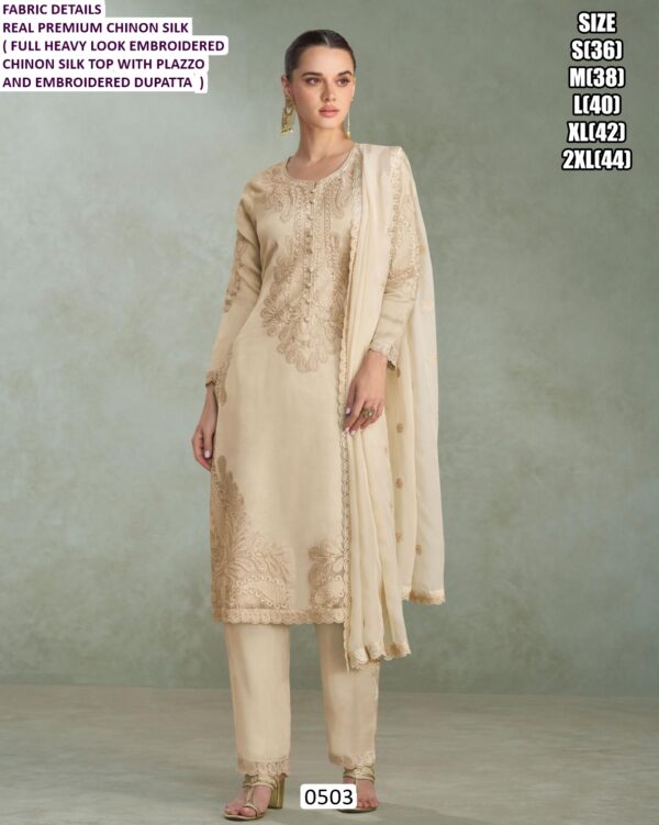 Purchase This New Arrival Real Premium Chinon Silk Designer Wedding Wear Suit Sets
