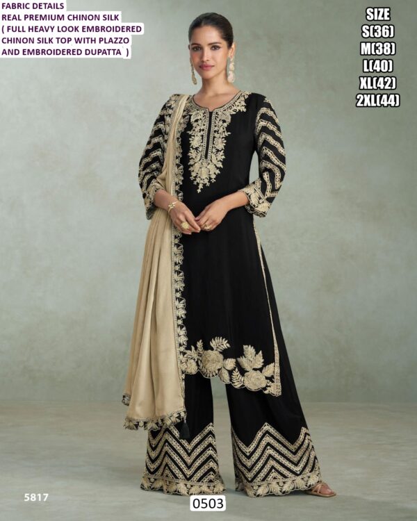 Purchase This New Arrival Real Premium Chinon Silk Designer Wedding Wear Suit Sets