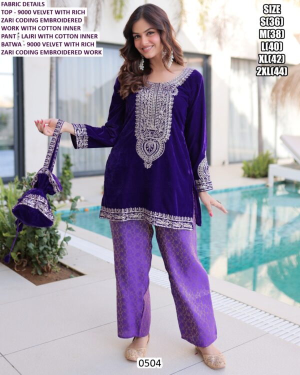 Party Wear 9000 Velvet Heavy Suits In Purple And Mehndi Green Colours!