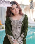 Party Wear 9000 Velvet Heavy Suits In Purple And Mehndi Green Colours!