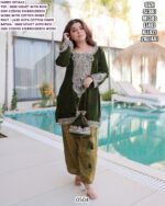 Party Wear 9000 Velvet Heavy Suits In Purple And Mehndi Green Colours!