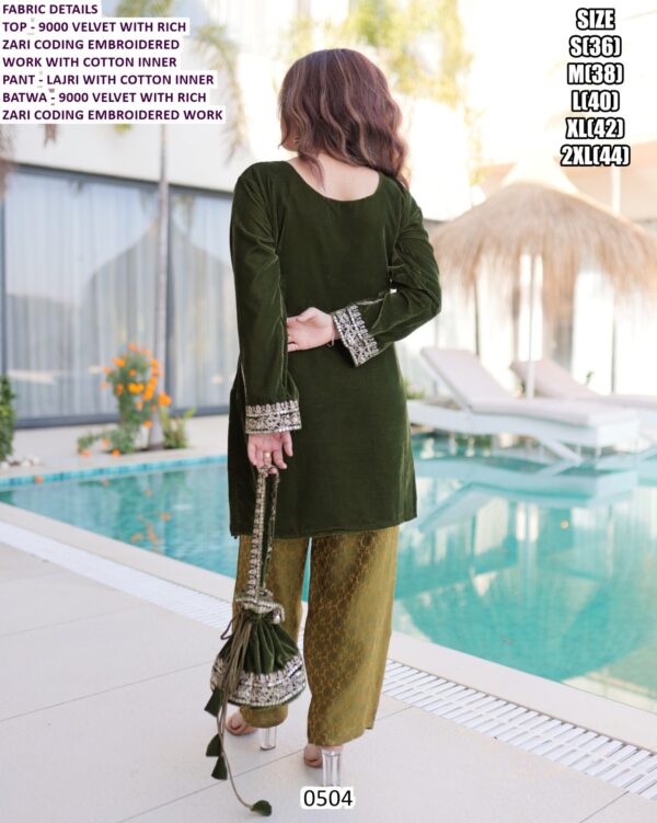 Party Wear 9000 Velvet Heavy Suits In Purple And Mehndi Green Colours!