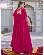 Pretty Crepe Silk Plain With Embroidered Gown With Dupatta For Weddings