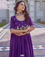 Pretty Crepe Silk Plain With Embroidered Gown With Dupatta For Weddings