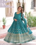 Ready To Wear Silver Crunchy Rich Sequins Embroidered Wedding Gown With Dupatta