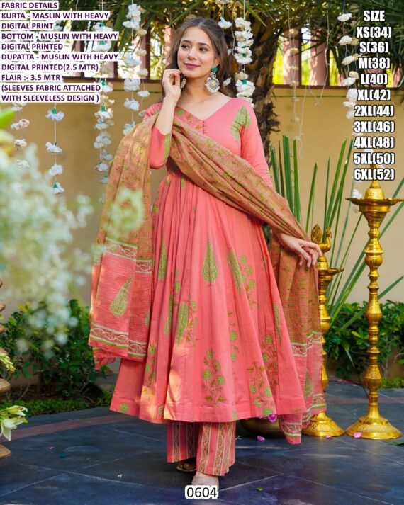 *New Launch* New Collection Of Heavy Digital Printed Anarkali Kurti Sets With Maslin Dupatta