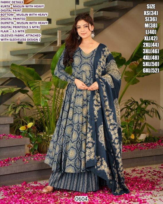 *New Launch* New Collection Of Heavy Digital Printed Anarkali Kurti Sets With Maslin Dupatta