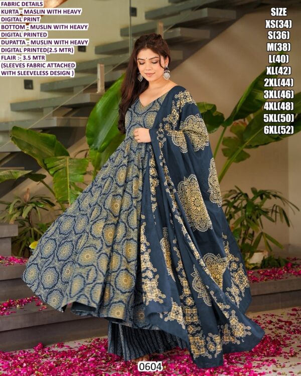 *New Launch* New Collection Of Heavy Digital Printed Anarkali Kurti Sets With Maslin Dupatta