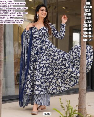 *New Launch* New Collection Of Heavy Digital Printed Anarkali Kurti Sets With Maslin Dupatta