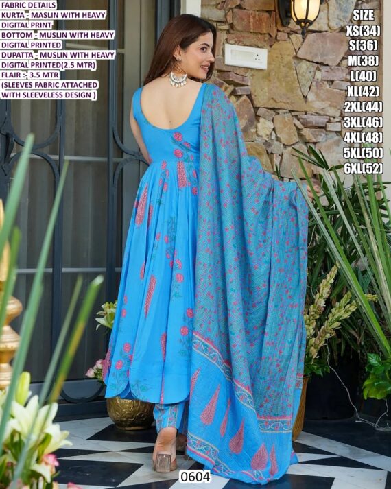 *New Launch* New Collection Of Heavy Digital Printed Anarkali Kurti Sets With Maslin Dupatta