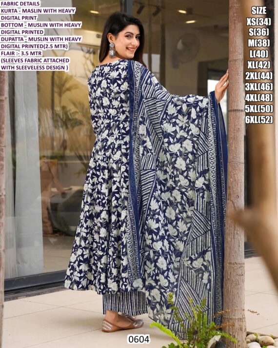 *New Launch* New Collection Of Heavy Digital Printed Anarkali Kurti Sets With Maslin Dupatta