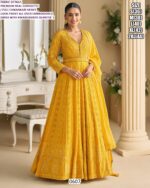 Buy The New Premium Real Georgette Chikankari Heavy Work Attractive Gown Dupatta Set (Stitched)