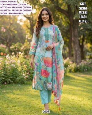 Women's Stylish Kurti Sets Designed With Embroidery And Crafted From Premium Cotton