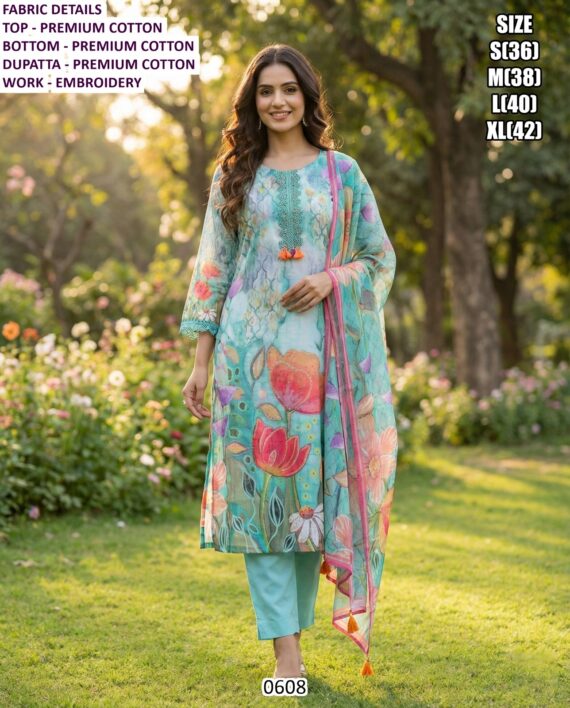 Women's Stylish Kurti Sets Designed With Embroidery And Crafted From Premium Cotton