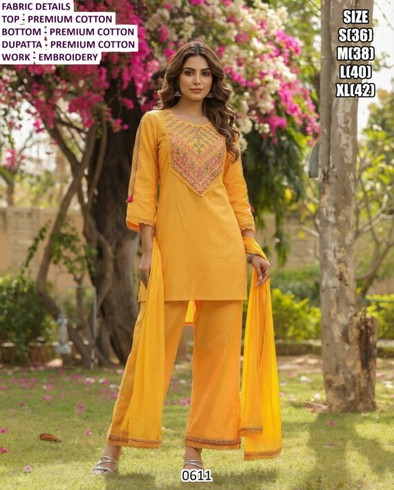 Women's Stylish Kurti Sets Designed With Embroidery And Crafted From Premium Cotton