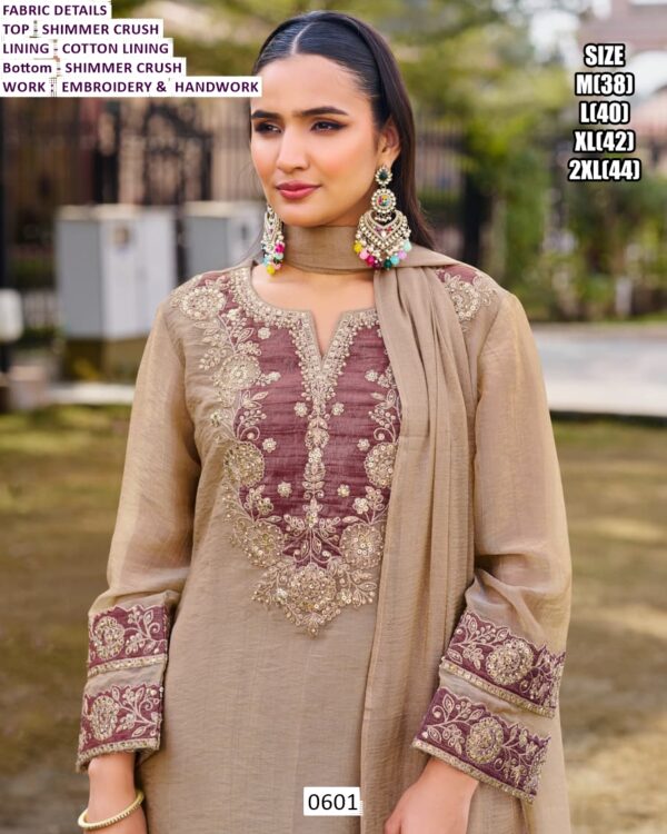 Mauve Orchid Colour Crush Shimmer Elegant Kurta Plazo With Handwork And Designer Dupatta