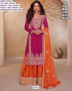 Stay Stylish And Comfortable With Our Ready To Wear Plazo Suits In Real Chinon Fabric