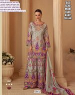 Wedding Wear Readymade Natural Crape Silk Plazo Style Three-Piece Salwar Kameez Suits