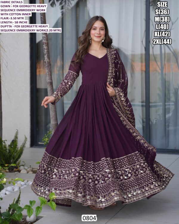 2026 New Launch - For Bridesmaid Designer Faux Georgette Gown With Dupatta