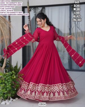 2026 New Launch - For Bridesmaid Designer Faux Georgette Gown With Dupatta