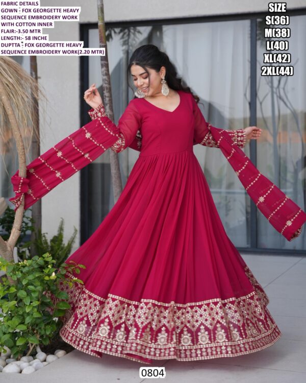 2026 New Launch - For Bridesmaid Designer Faux Georgette Gown With Dupatta