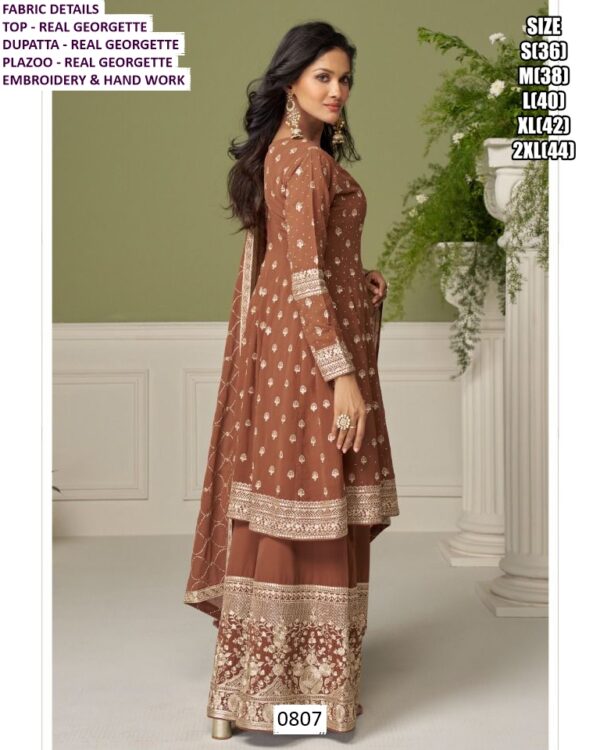 Real Georgette Readymade Plazo Salwar Suits With Embroidered And Hand Work
