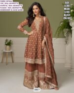 Real Georgette Readymade Plazo Salwar Suits With Embroidered And Hand Work