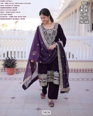 Party Wear Look New Velvet Salwar Suits With Thread Embroidery Sequence Work