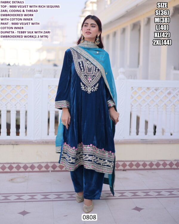 Party Wear Look New Velvet Salwar Suits With Thread Embroidery Sequence Work