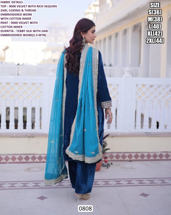 Party Wear Look New Velvet Salwar Suits With Thread Embroidery Sequence Work